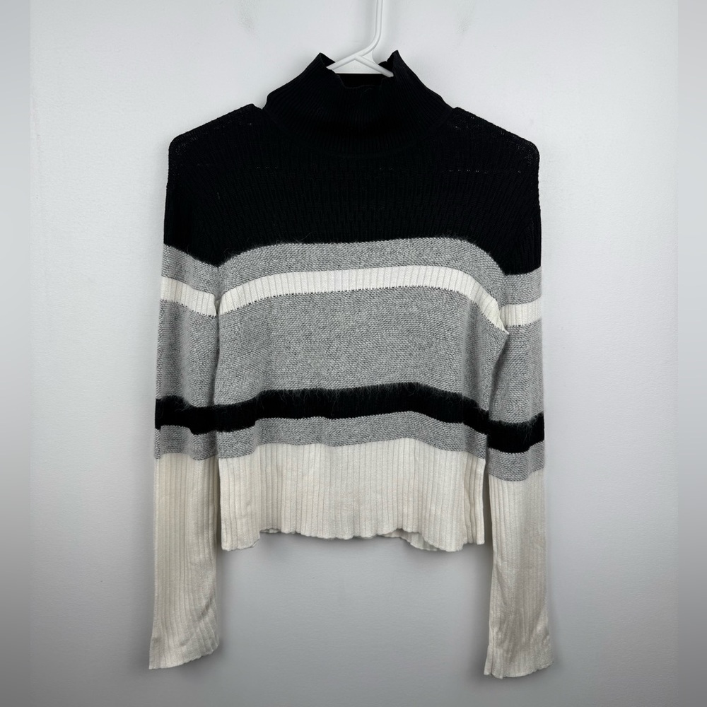 Theory Women Cropped Turtleneck Sweater Double Knit‎ Silk Cotton Size Small